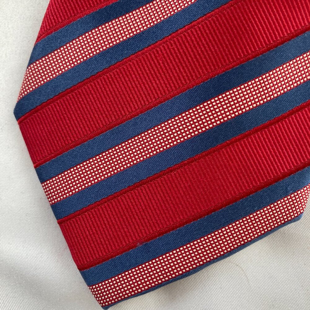 Paul Frederick Striped Repp Silk Necktie Tie - LIKE NEW